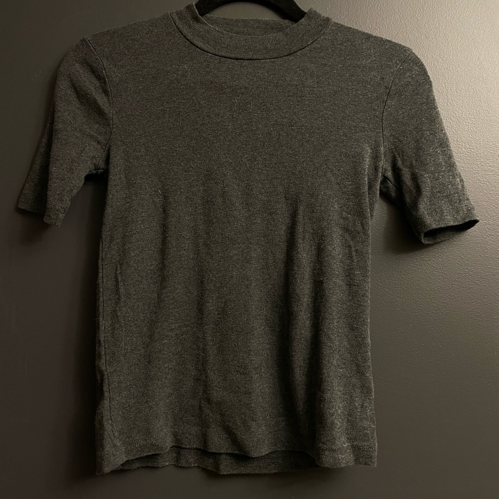 Madewell Gray Mockneck 3/4 Sleeve Tee - xxs